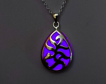 Purple Glow in the Dark Necklace - Fluorescent Glowing Jewelry - Glow Pendant - Christmas Gift - Gifts For Her - Birthday - Womens Gift