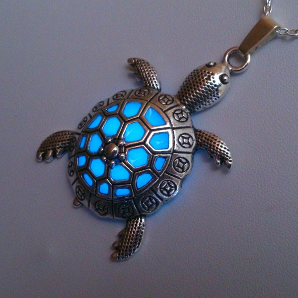 Tortoise Necklace, Glow in the dark Beach Jewelry, Sea Turtle Pendant, Gifts For Her