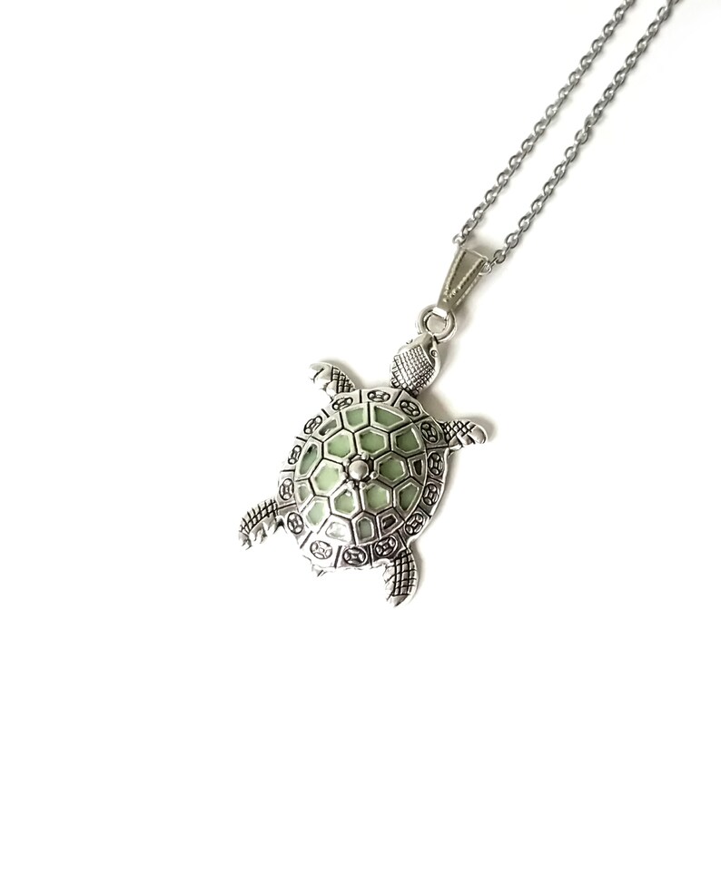 Glow in the Dark Small Turtle Necklace Beach Jewelry Turtle Etsy