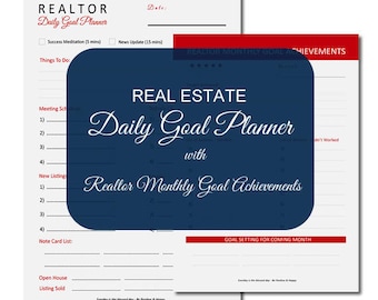 Real estate goal planning, realtor form, real estate forms, real estate planner, real estate agent, realtor, real estate daily planner