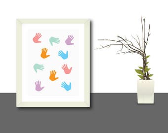 nursery wall art, nursery prints, nursery printables, handprints art, nursery wall decor, baby prints, baby hand prints, baby printables