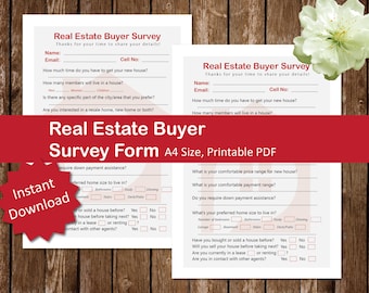 Real Estate Buyer Survey Form, Real Estate Forms, Real Estate Buyer Questionnaire, Instant Download [PDF]