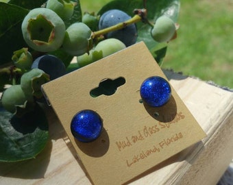 Fused glass cabochon earrings