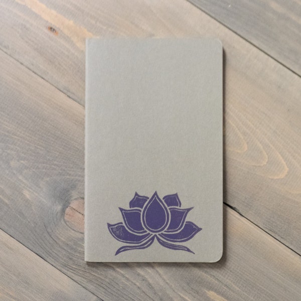 Gratitude journal, Moleskine Cahier, Travel notebook, Yoga journal, Dream journal, Lotus flower, Block print notebook, Yoga gift