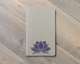Gratitude journal, Moleskine Cahier, Travel notebook, Yoga journal, Dream journal, Lotus flower, Block print notebook, Yoga gift