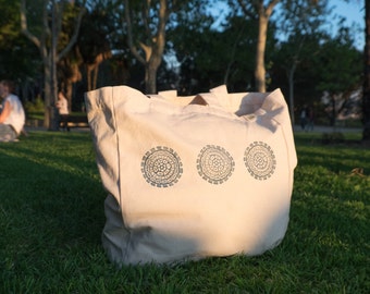 Grande borsa tote, Tote con tasca, borsa della spesa riutilizzabile, Shopping tote, Borsa da picnic, Eco-friendly, borsa Boho, tote stampa a blocchi, borsa tote Canvas