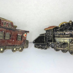 Train & Caboose Belt Buckles The Great American Buckle Company 1979 Hand Painted, Railroad Memorabilia,  Limited Edition, Made in USA
