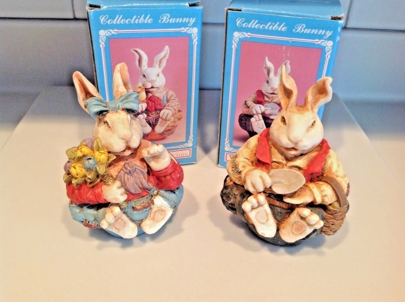 Sale Easter Decorations Collectible Bunny Set Of 2 Etsy