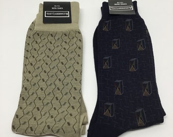 Sokken 2 paar Alexander Lloyd NIEUWE Vintage herenmode nieuwigheid Casual Dress sokken maat 13-16 Made in USA Fun Patterned Dress Sock Mid-Calf