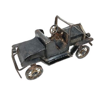 Handmade Metal 1911 Ford Model T Torpedo Roadster - Folk Art Mancave Decor