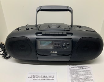 RCA Compact Stereo Boombox Portable AM_FM_cd_Cassette Model RP-7939B, Tested, Cassette Recorder Stereo Tuner