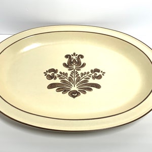 1970s Pfaltzgraff Large 14 Oval Serving Platter Village Pattern Made in USA  Stoneware Modern Farmhouse Retro Country Shabby Chic Cottage