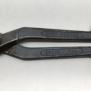 Tin Snips, Drop Forged Solid Steel, 2&quot; Length of Cut, Straight Pattern, 12” OAL, Tinner&#39;s Snip, Aluminum Cutter, Vintage Pliers, Tools
