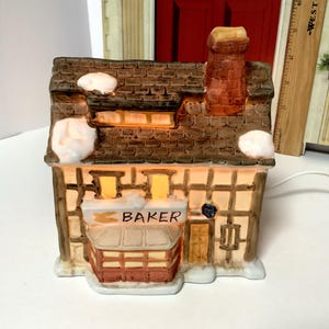 Lighted Christmas Village Baker Shop: Electric Victorian Holiday Scene