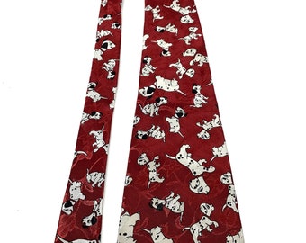 Stropdas 1990's 101 Dalmatians Empire High Fashion Collection Zeldzaam rood namaak bloemenbrokaat ca. 150 x 9,5 cm 100% polyester