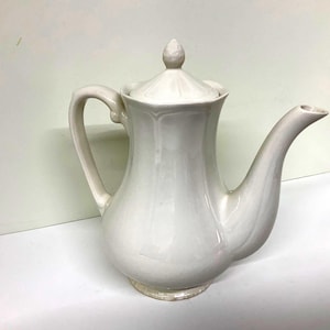 Teiera o caffettiera vintage Ironstone Sears FEDERALIST WHITE con coperchio 4238 Giappone Ironstone