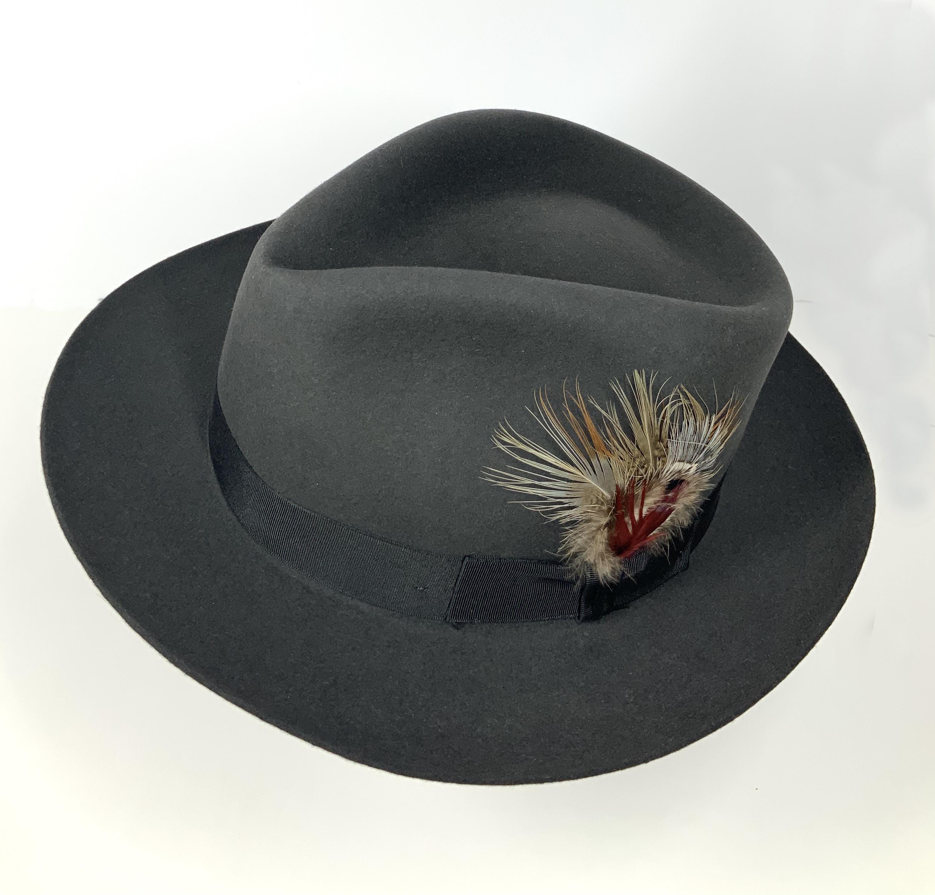 Stetson DOWNS GRAPHITE Vintage C crown Fur Felt Classic 7 1 2 Fedora Hat in Box Etsy UK