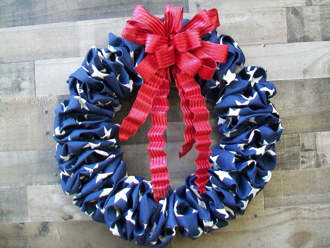 Patriotic 4th of July Red White Blue Fabric Wreath - Etsy