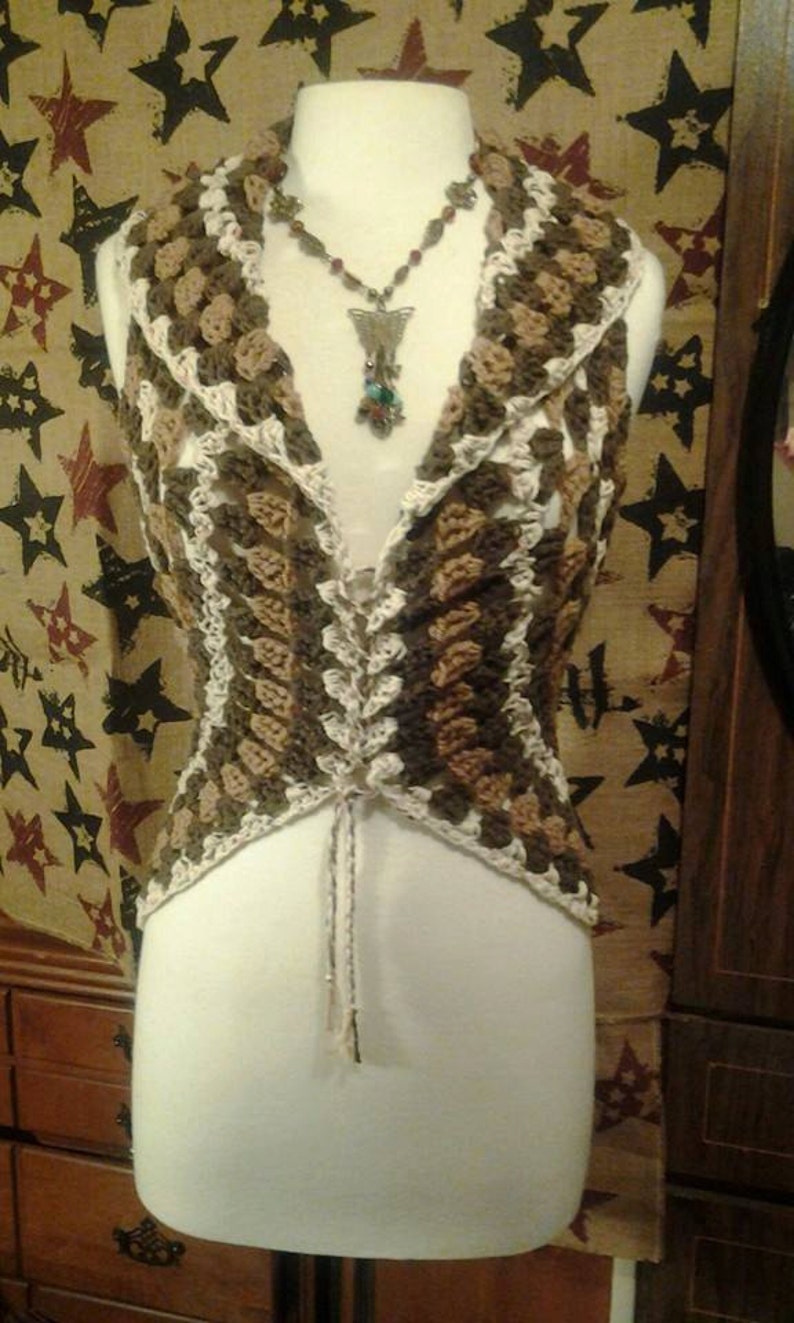 Bolero Corset lace-up Vest crochet pattern-fits women's sizes 5/6 9/10, Crochet Level: Easy image 1
