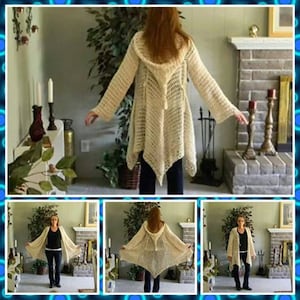 Crochet Pattern includes 2 Patterns for Glenda's Hooded Gypsy Cardigan: women's sizes 5/6-11/12 and womens sizes 16-2X INTERMEDIATE LEVEL image 1