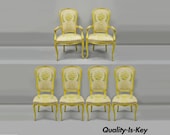 French Provincial Louis XV Style Yellow Hollywood Regency Dining Chairs Set of 6