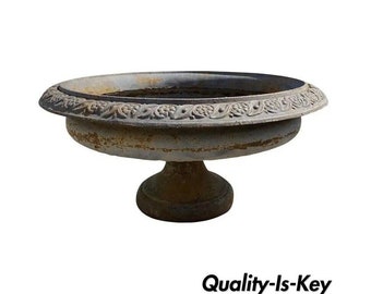 Cast Iron Low and Wide 34" Round French Style Outdoor Garden Planter