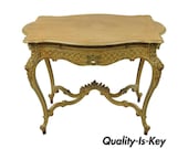 French Rococo Louis XV Distress Paint Dressing Table Vanity Ladies Writing Desk