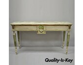 French Neoclassical Continental Distress Painted Figural Console Table with Face
