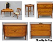 Antique Hand Painted French Adam Style 6 Piece Satinwood Bedroom Set by Irwin