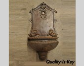 Antique 19th C. French Cast Iron Neoclassical Dolphin Garden Wall Fountain Basin