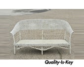 Antique Victorian Wicker Rattan Sunroom Patio Furniture Sofa Couch Furniture