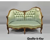 Antique French Louis XV Style Carved Walnut Double Hump Back Settee Loveseat