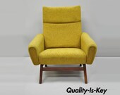 Vintage Mid Century Modern Danish Walnut Club Lounge Chair Adrian Pearsall Style