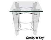 MCM Lucite Chrome Glass Square Sculptural Side Table after Charles Hollis Jones