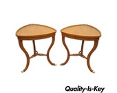 Pair of Custom Adams Regency Style Satinwood Mahogany Triangle Side End Tables