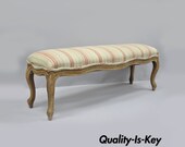 French Country Louis XV Style Long Wooden Upholstered Window Bed Bench 54 quot B