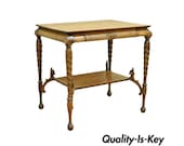 Antique Victorian Oak Barley Twist Figural Ladies Writing Desk Hall Table Vintage