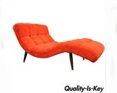 Mid Century Modern Double Wide Red Wave Chaise Lounge attr to Adrian Pearsall