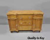 Knotty Pine French Country Primitive Sideboard Server Buffet Cabinet Glass Knobs