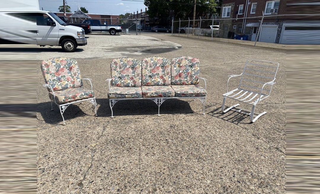 Vintage Meadowcraft Dogwood Wrought Iron Garden Patio Set Sofa Chairs 3 Pc Set Etsy