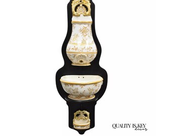 Vintage French Country Lavabo Italian Porcelain Painted Wall Washbasin Sink