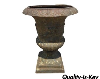 Cast Iron 31" French Style Round Garden Campana Urn Outdoor Planter Pot