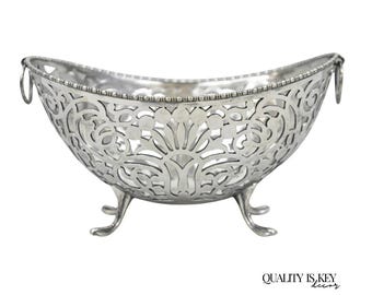Antique Pairpoint Small Silver Plated Pierced Scrollwork Candy Dish Bowl Basket