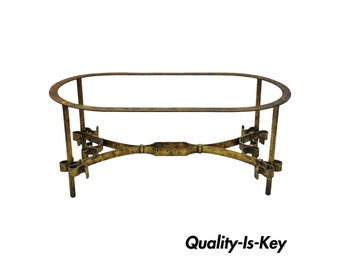 Vintage Italian Hollywood Regency Gold Gilt Iron Oval Coffee Table Base