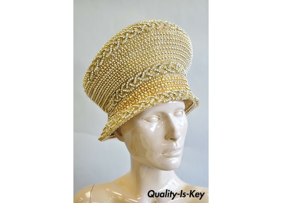 Shellie Mcdowell Millinery Gold Beaded Jeweled Gem Ladies  display picture 1