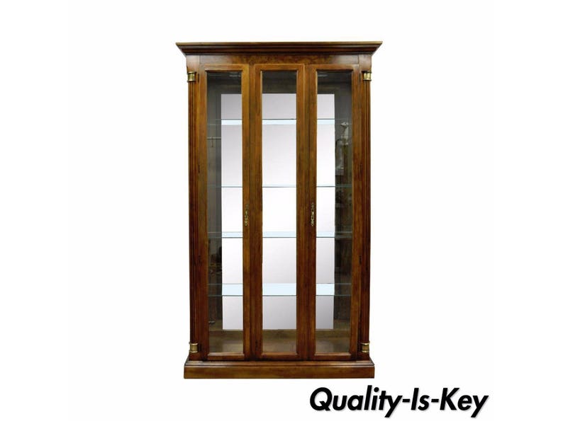 Vintage Pulaski Cherry Lighted Mirrored Curio Display Cabinet Bookcase