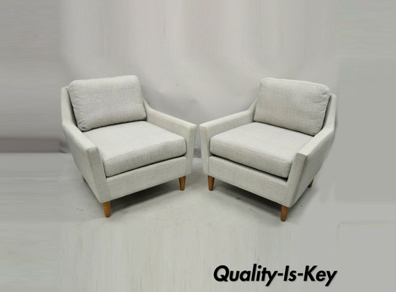 West Elm Everett Chair Gray Upholstered Club Lounge Arm Chair a