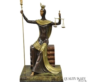 Erte (Romain De Tirtoff) "Justicia", Escultura de la Diosa de Bronce, Edición Limitada 9/500, 1984