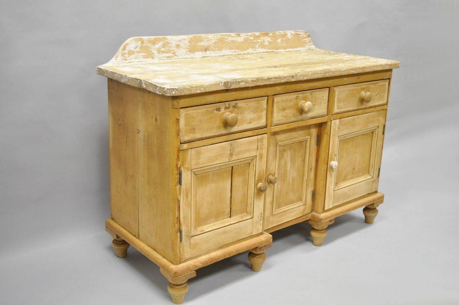 Antique Pine Wood Distress Painted Sideboard Server Primitive Etsy