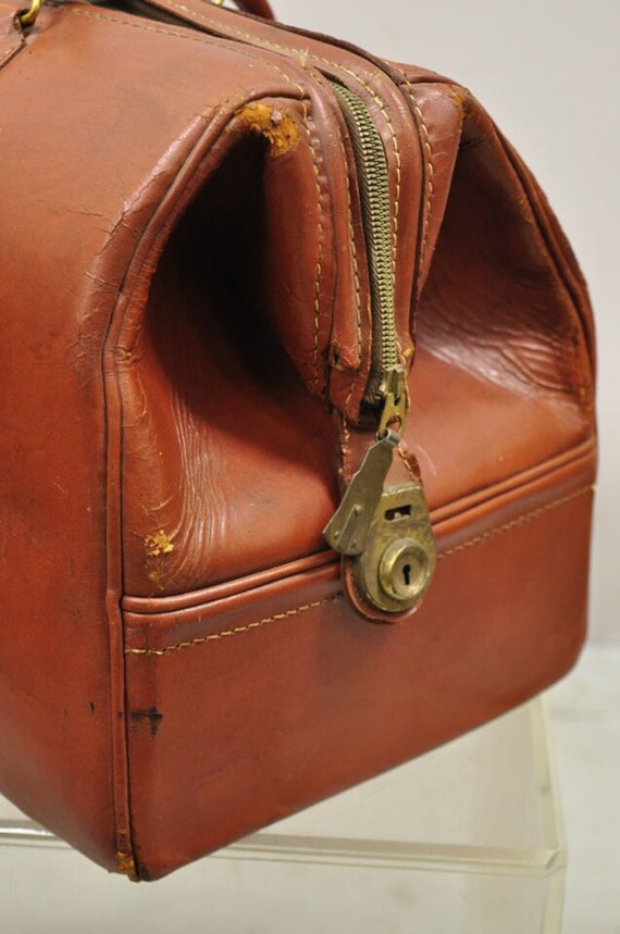 Vintage Crest Brown Leather Doctors Bag Carry on Luggage Suitcase Etsy